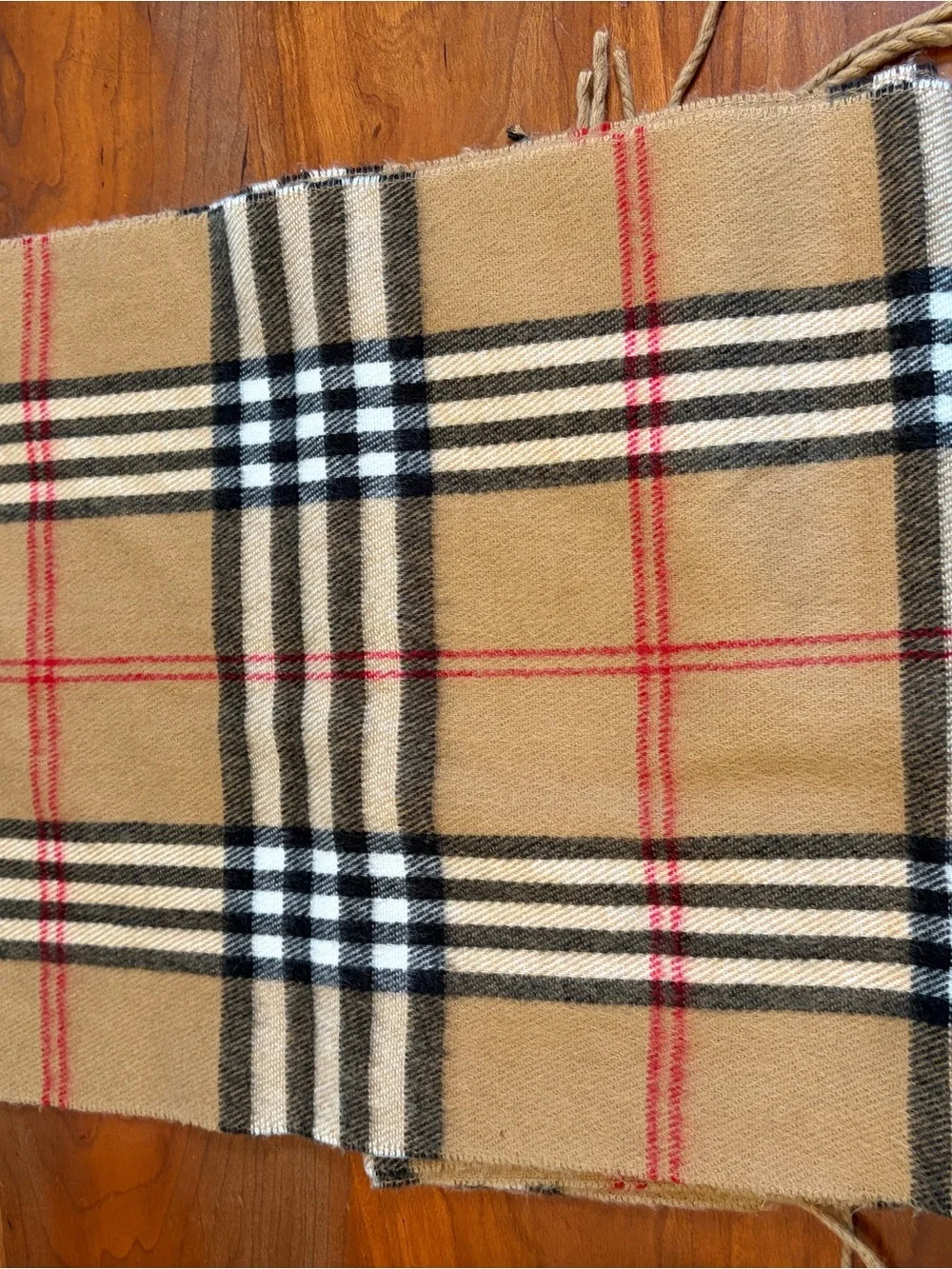 Lambswool Nova CheckTan Plaid Fringed Scarf Made in Italy